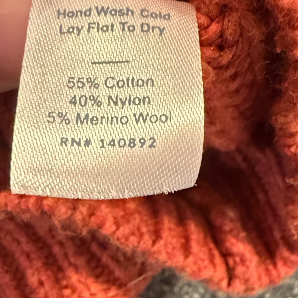 Women’s Marine Layer Vibrant Popcorn Orange Knit Sweater - size XL - Picture 3 of 6